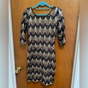 Lovely Day Sequin Body Con Mini Dress Black/Gold Size L